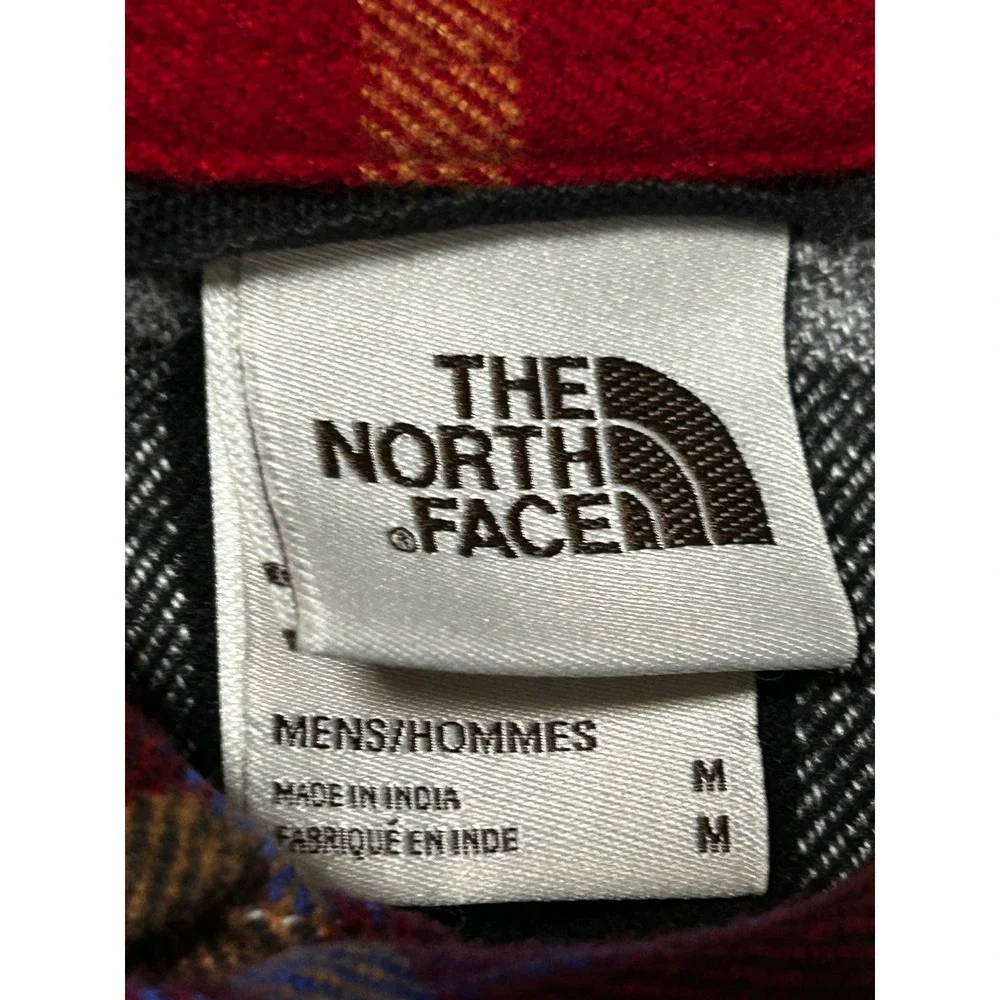 North Face Mens Medium Red Plaid Flannel Button Down Shirt Long Sleeve - CJ